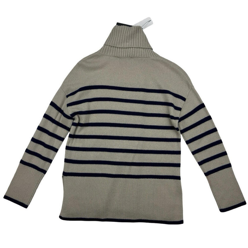 Saks Fifth Avenue Cashmere Pullover Turtleneck Sweater Striped Beige Size XS - Picture 2 of 5